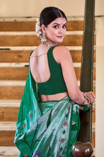 Viscose Paithani Sarees with Meenakari Weaving & Blouse
