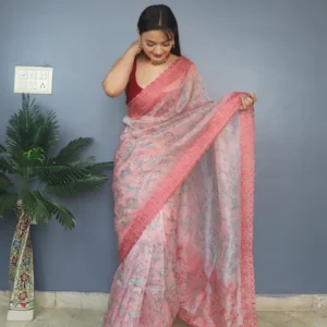 Pure Soft Organza Silk Saree with Kalamkari Prints