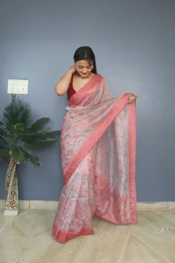 Pure Soft Organza Silk Saree with Kalamkari Prints