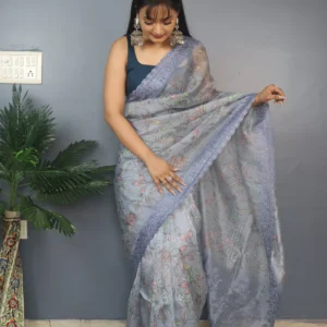 Pure Soft Organza Silk Saree with Kalamkari Prints