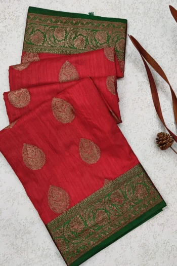 Banarasi Khicha Silk Saree with Zari Weaving and Blouse
