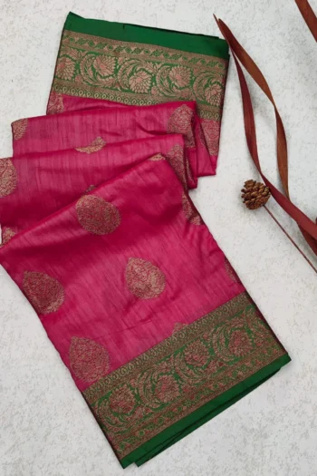 Banarasi Khicha Silk Saree with Zari Weaving and Blouse