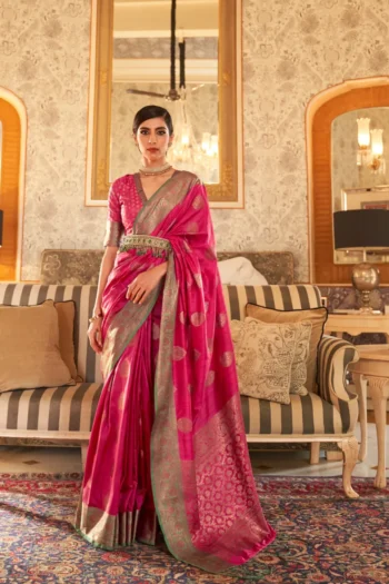 Banarasi Khicha Silk Saree with Zari Weaving and Blouse