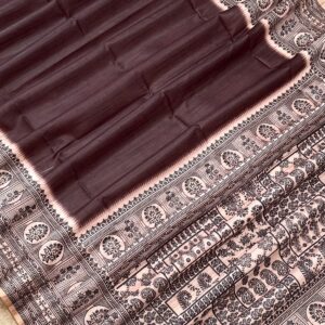 Premium Soft Raw Silk Saree with Block Print Pallu, Texture