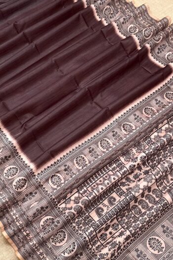 Premium Soft Raw Silk Saree with Block Print Pallu, Texture