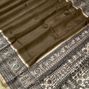 Premium Soft Raw Silk Saree with Block Print Pallu, Texture