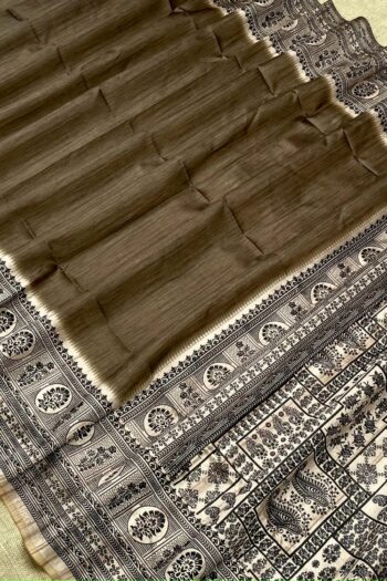 Premium Soft Raw Silk Saree with Block Print Pallu, Texture