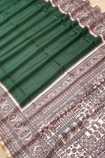 Premium Soft Raw Silk Saree with Block Print Pallu, Texture
