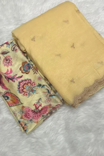 Chiffon Saree with Bird Embroidery & White Chikankari Blouse