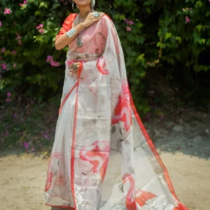 Soft Silk Saree with Stylish Pattern Print & Fancy Border