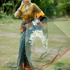 Soft Silk Saree with Stylish Pattern Print & Fancy Border