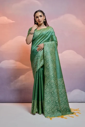 Premium Handloom Raw Silk Kalamkari Saree with Warli Pallu