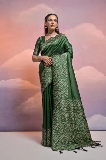 Premium Handloom Raw Silk Kalamkari Saree with Warli Pallu