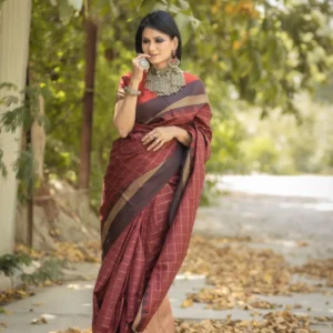 Pure Kanjivaram Silk Saree with Temple Border, Zari Pallu