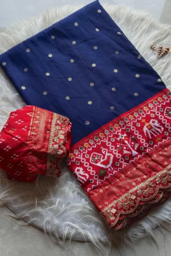 Pure Patola Silk Saree with Foil Butties & Sequin Lace Border