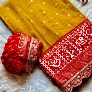 Pure Patola Silk Saree with Foil Butties & Sequin Lace Border