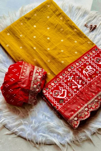 Pure Patola Silk Saree with Foil Butties & Sequin Lace Border