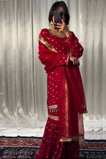 Party Wear Georgette Gharara Set with Sequins & Embroidery