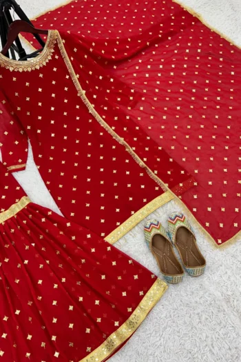 Party Wear Georgette Gharara Set with Sequins & Embroidery