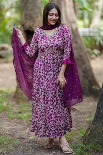 Festival Elegance: Alia Cut Georgette Anarkali Gown Set