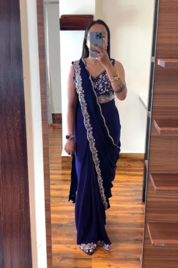 Trendy Heavy Chinon Saree with Cording & Banglori Blouse