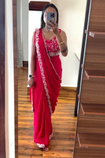 Trendy Heavy Chinon Saree with Cording & Banglori Blouse