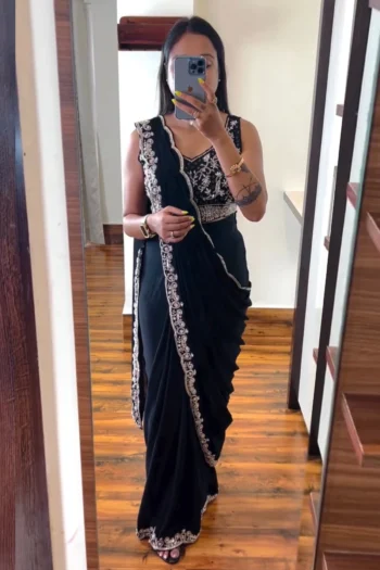 Trendy Heavy Chinon Saree with Cording & Banglori Blouse