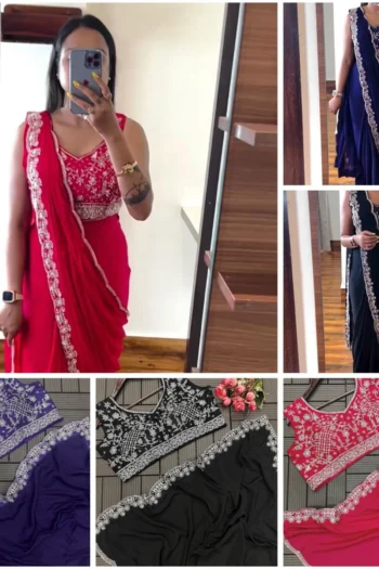 Trendy Heavy Chinon Saree with Cording & Banglori Blouse