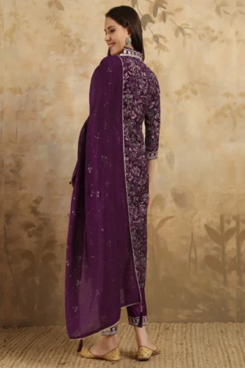 Embroidered Viscose Chanderi Festival Suit Set with Dupatta