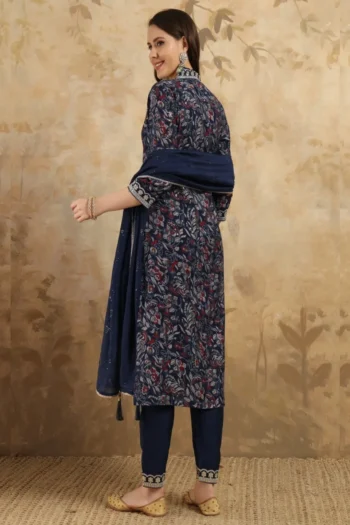 Embroidered Viscose Chanderi Festival Suit Set with Dupatta
