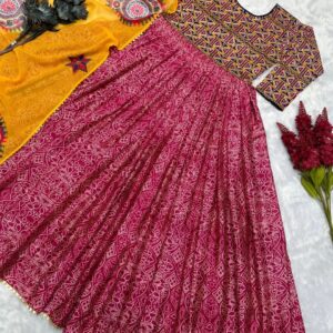 Royal Mirage: Chinon Silk Gown with Mirror Work Dupatta