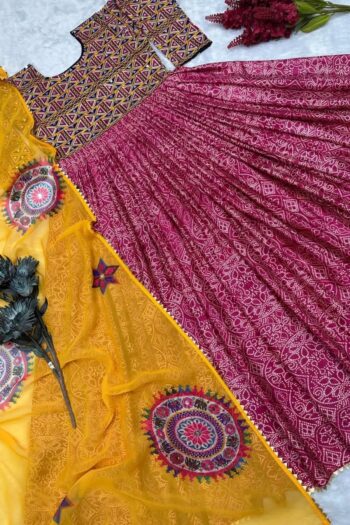 Royal Mirage: Chinon Silk Gown with Mirror Work Dupatta