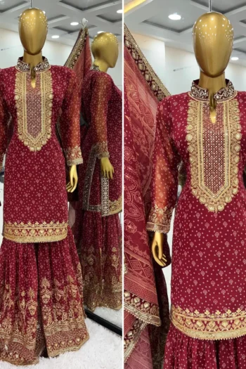 Elegant Georgette Party Wear Top-Plazzo Set with Dupatta