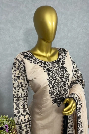 GlamSilk Ensemble: Embroidered Top and Plazzo with Dupatta