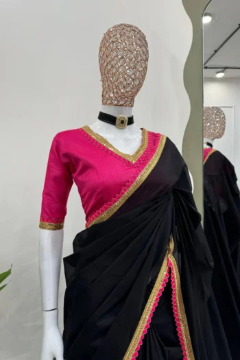 Elegant Mul Cotton Saree with Lace Pallu & Mono Silk Blouse