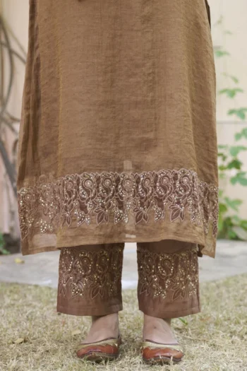 Elegant Chanderi Silk Party Wear Set: Embroidered Top, Bottom & Dupatta