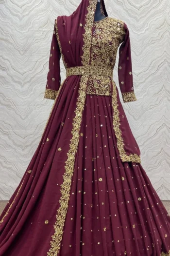Radiant Reverie: Heavy Embroidered Lehenga Set with Handcrafted Stones