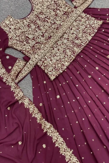 Radiant Reverie: Heavy Embroidered Lehenga Set with Handcrafted Stones