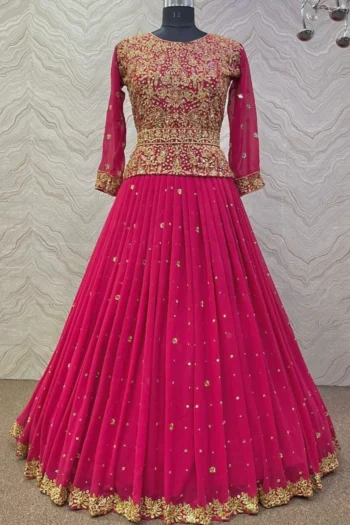 Radiant Reverie: Heavy Embroidered Lehenga Set with Handcrafted Stones