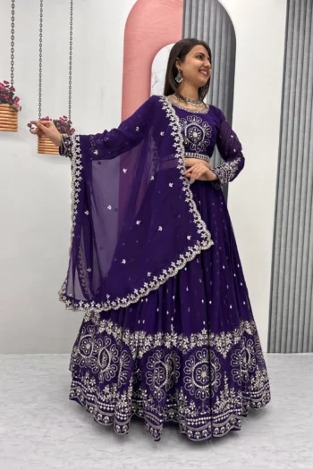 Heavy Embroidered Georgette Lehenga Choli with Sequins Work