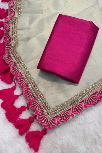 Luxury Uppada Tissue Silk Saree with Lace Border & Raw Silk Blouse