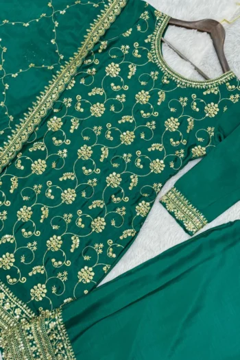 Elegant Chinon Silk 3-Piece Kurti Palazzo Dupatta Set