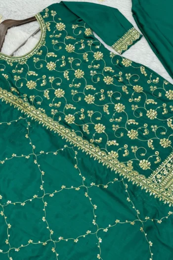 Elegant Chinon Silk 3-Piece Kurti Palazzo Dupatta Set