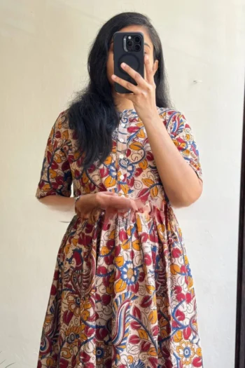 Mughal Kalamkari Maxi Dress: Soft Cotton, Feeding-Friendly