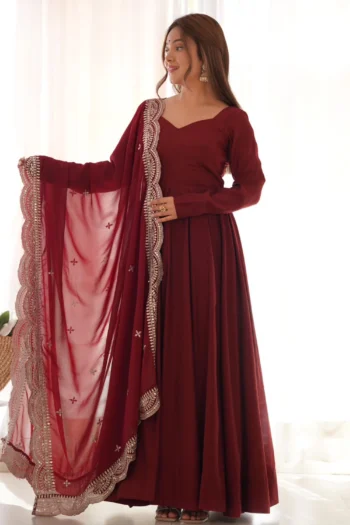 Royal Grace: Pure Romansilk Anarkali Gown & Georgette Dupatta