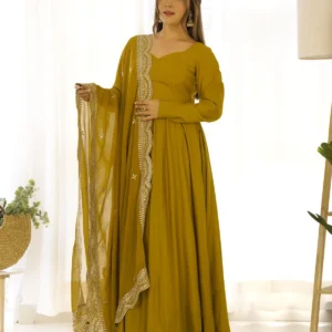 Royal Grace: Pure Romansilk Anarkali Gown & Georgette Dupatta