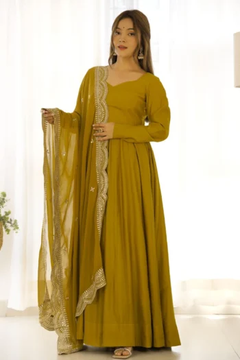 Royal Grace: Pure Romansilk Anarkali Gown & Georgette Dupatta