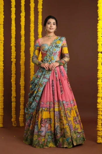 Heritage Charm Kalamkari Print Lehenga Choli Set with Dupatta