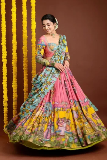 Heritage Charm Kalamkari Print Lehenga Choli Set with Dupatta