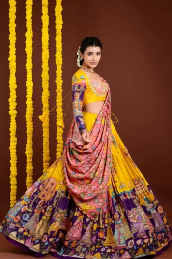 Heritage Charm Kalamkari Print Lehenga Choli Set with Dupatta